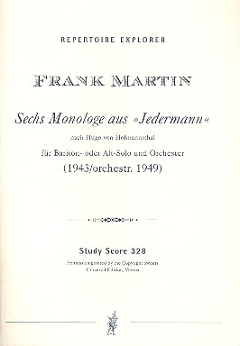6 Monologe aus Jedermann nach Hugo von Hoffmannsthal fr Bariton (Alt) und Orchester,  Studienpartitur