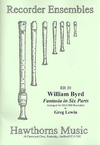 Fantasia in 6 parts for SSATBB recorders score+parts Lewin, Gregor, arr.