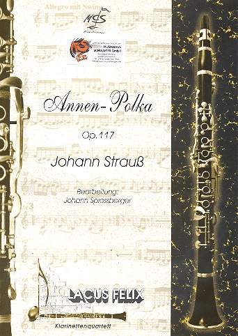 Annen-Polka op.117 fr 4 Klarinetten Partitur und Stimmen
