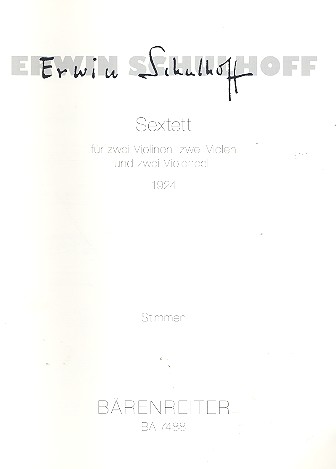 Sextett (1924) fr 2 Violinen, 2 Violen und 2 Violoncelli,  Stimmen Rische, Michael, Ed