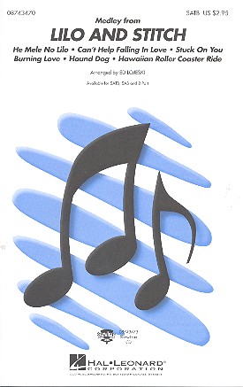 Lilo and Stitch medley for mixed chorus and piano, score Lojeski, Ed, arr
