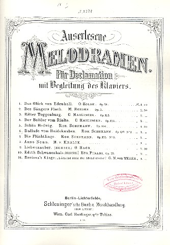 Ballade vom Heideknaben op.122,1 fr Gesang und Klavier Verlagskopie