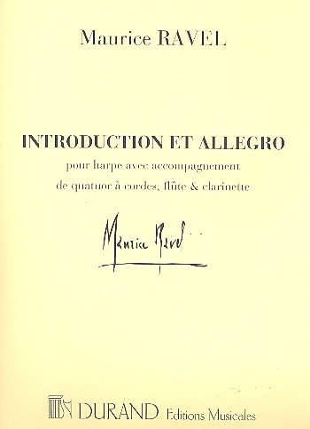 Introduction et allegro pour harpe, quatuor a cordes, flute et clarinette, parties (materiel)