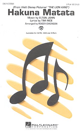 Hakuna matata for 2-part chorus from walt disney pictures the Lion King Emerson, Roger,  arr.