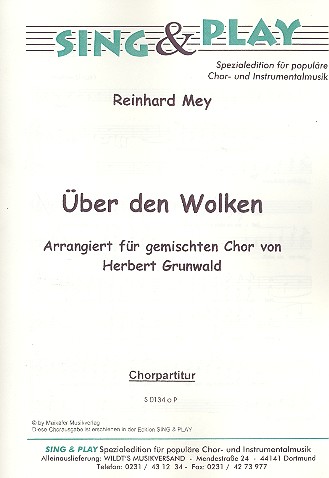 ber den Wolken fr gem Chor Chorpartitur