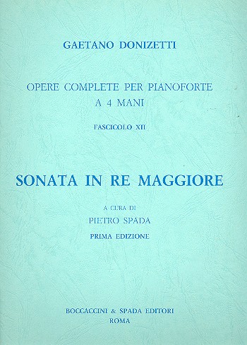 Sonata re maggiore per piano a 4 mani Spada, P., rev.