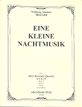 Eine kleine Nachtmusik KV525 for recorder quartet (bbb+gb) score and parts