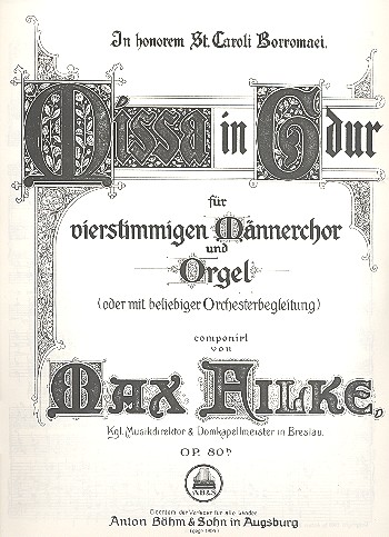 Messe G-Dur op.80b fr Mnnerchor und Orgel (Orchester) Orgelpartitur