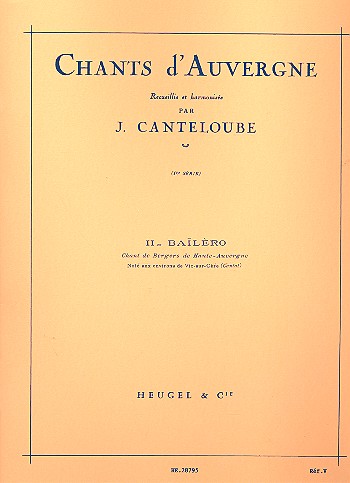 Bailero pour chant et piano Chants d'Auvergne serie 1 no.2
