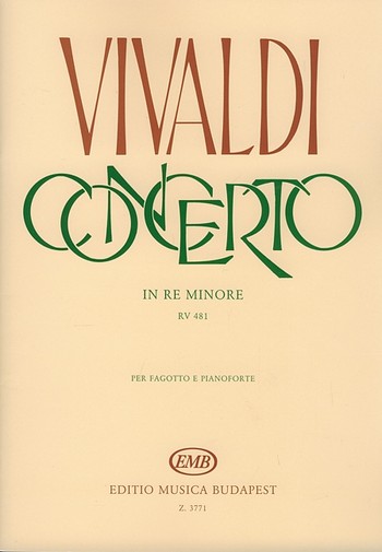 Concerto re minore RV481 per fagotte e pianoforte Imre, Rudas,  ed