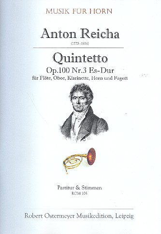 Quintett Es-Dur op.100,3 fr Flte, Oboe, Klarinette, Horn und Fagott,  Partitur und Stimmen