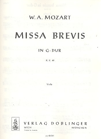 Missa brevis G-Dur KV49 fr Soli, Chor, Streicher und Orgel Viola