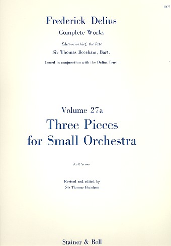 3 pieces for small orchestra full score Beecham, Sir Thomas, ed