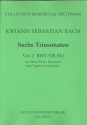 6 Triosonaten Band 2  (BWV528-530) für Orgel für Oboe (Flöte), Klarinette und Fagott (Violoncello),  Partitur und Stimmen