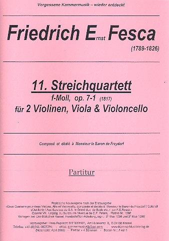 Streichquartett f-Moll Nr.11 op.7,1 Partitur