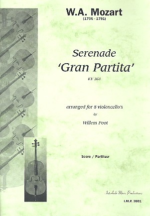 Serenade Gran Partita KV361 fr 8 Violoncelli Partitur+Stimmen