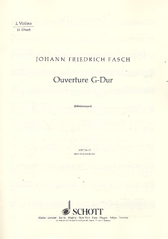 Ouvertre G-Dur fr Streichorchester, 2 Oboen und Fagott ad libitum Einzelstimme - Violine/Oboe II
