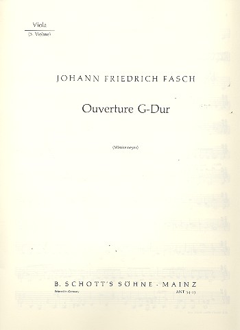 Ouvertre G-Dur fr Streichorchester, 2 Oboen und Fagott ad libitum Einzelstimme - Viola/Violine III