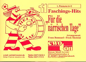 11 Faschingshits fr die nrrischen Tage: fr Blasorchester Posaune 1 in C