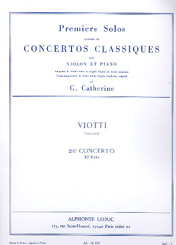 Solo no.1 du concerto no.24 pour violon et piano Catherine, G., ed