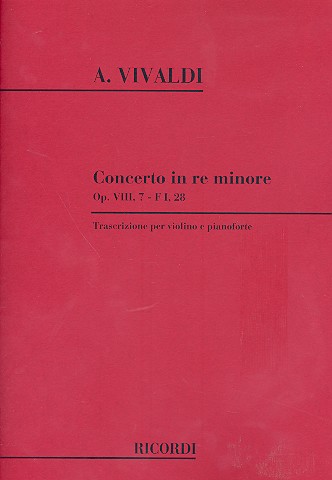 Concerto re minore op.8,7 (F.I,28) per violino e pianoforte Ephrikian, A., arr.