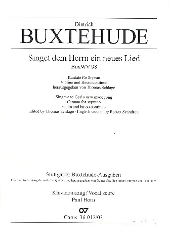 Singet dem Herrn ein neues Lied BuxWV98 fr Sopran, Violine und Bc Klavierauszug (dt/en)