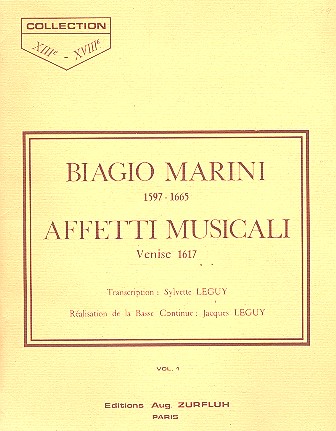 Affetti musicali vol.1 pieces pour 2-3 violons et bc ou flutes a bec et bc, (Venise 1617)