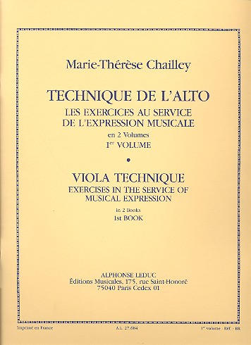 Technique de l'alto vol.1 Les exercices au service de l'expression musicale (en/fr)