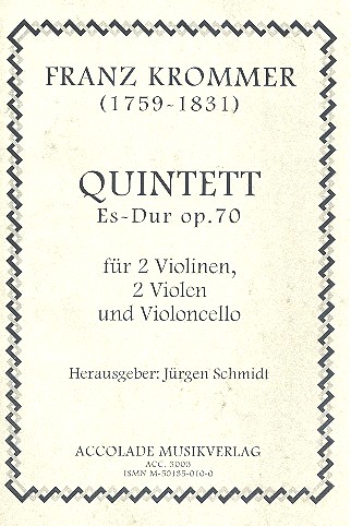 Quintett Es-Dur op.70 fr 2 Violinen, 2 Violen und Violoncello Partitur und Stimmen