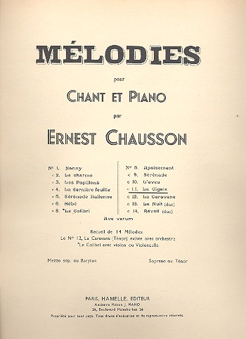 La cigale pour soprano ou tnor et piano 14 mlodies no.11