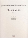 3 Sestetti für Cembalo, Violine, Viola, Violoncello und Klarinette (Oboe) Partitur, gebunden