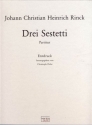 3 Sestetti fr Cembalo, Violine, Viola, Violoncello und Klarinette (Oboe) Partitur, gebunden