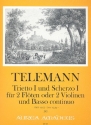 Trietto Nr.1 TWV42:G2  und  Scherzo Nr.1 TWV42:A1 fr 2 Flten (Violinen) und Bc Partitur und Stimmen