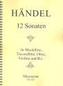 12 Sonaten fr Blockflte (Traversflte/ Oboe/Violine) und Bc Partitur,  Reprint (Bc nicht ausgesetzt)