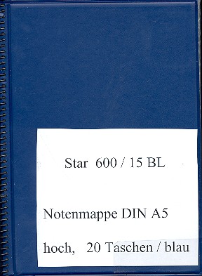 Notenmappe DIN A5 hoch 20 Taschen blau