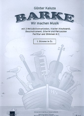 Barke fr 2 Melodieinstrumente, Gitarre, Bassinstrument, Klavier und Percussion 1. Stimme in Es