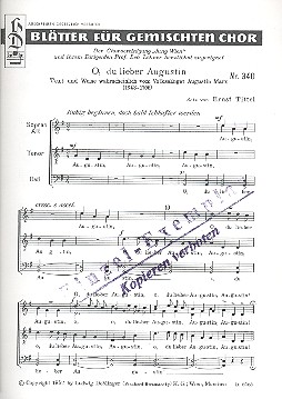 O du lieber Augustin fr gem Chor Chorpartitur