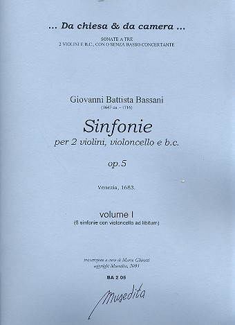 Sinfonie op.5 per 2 violini, violoncello e Bc partitura