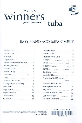 Easy Winners for tuba and piano piano accompaniment