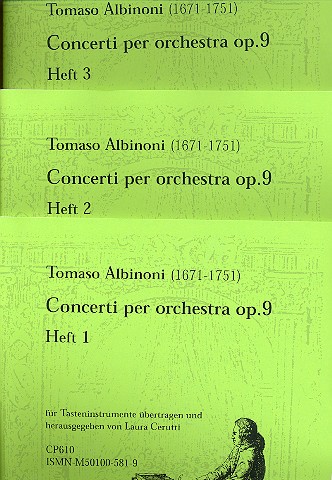 Concerti per orchestra op.9 fr Tasteninstrument (in 3 Bnden)
