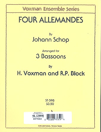 4 Allemandes for 3 bassons (trombones) score and parts