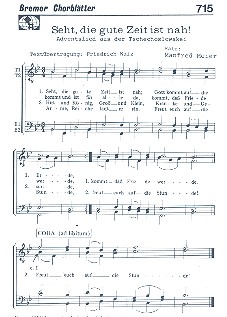 Seht die gute Zeit ist nah fr Mnnerchor a cappella Partitur