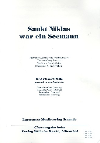 Sankt Niklas war ein Seemann fr Chor und Klavier Partitura