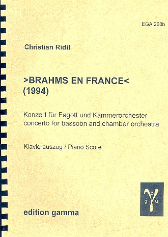 Brahms en France fr Fagott und Kammerorchester fr Fagott und Klavier