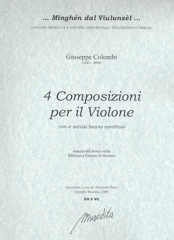 4 Composizioni per violone con e senza Bc fr Violone (Kontrabass) (z.T. mit Bc) Partitur (Bc nicht ausgesetzt)