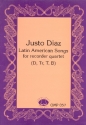 Latin American Songs for 4 recorders (SATB) score and parts