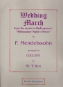 Wedding March from The Midsummer Night's Dream for organ