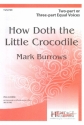 How doth the little crocodile for 2 or 3 part voices and optional percussion score