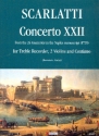 Concerto no.22 for treble recorder, 2 violins and Bc score and parts