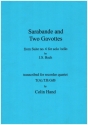 Sarabande and 2 Gavottes from Suite no.6 for solo cello for treble or tenor recorder, tenor recorder, bass and great bass score and parts
